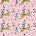 thumbnail image 1 of Peel and Stick Wallpaper Leaping Cheetahs Greenery Diamond Patterns Pink Wall Mural 23.6in x 9.8ft Self Adhesive Removable Wall Paper Renter Friendly Wallpaper for Nursery Bedroom Cabinets, 1 of 8