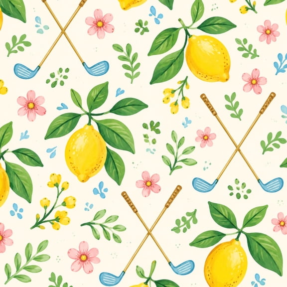 Peel and Stick Wallpaper Lemon Golf Club Mediterranean Tile Blue Green Watercolor Style 17.7in x 118in Contact Paper Removable Self Adhesive Wall Mural Wall Decor for Bedroom Kitchen Cabinets