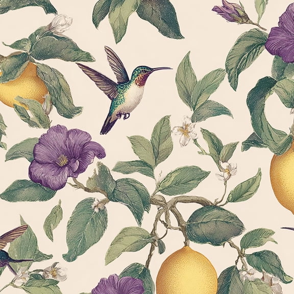 Peel and Stick Wallpaper Lemon Tree Floral Purple Flowers Wall Mural 17.7in x 9.8ft Self Adhesive Removable Wall Paper Renter Friendly Wallpaper for Nursery Bedroom Cabinets