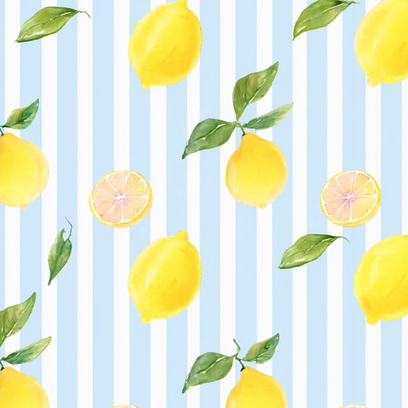 Peel and Stick Wallpaper Lemon Yellow Citrus Fruit Green Leaves Light Blue Wall Mural 17.7in x 9.8ft Self Adhesive Removable Wall Paper Renter Friendly Wallpaper for Nursery Bedroom Cabinets