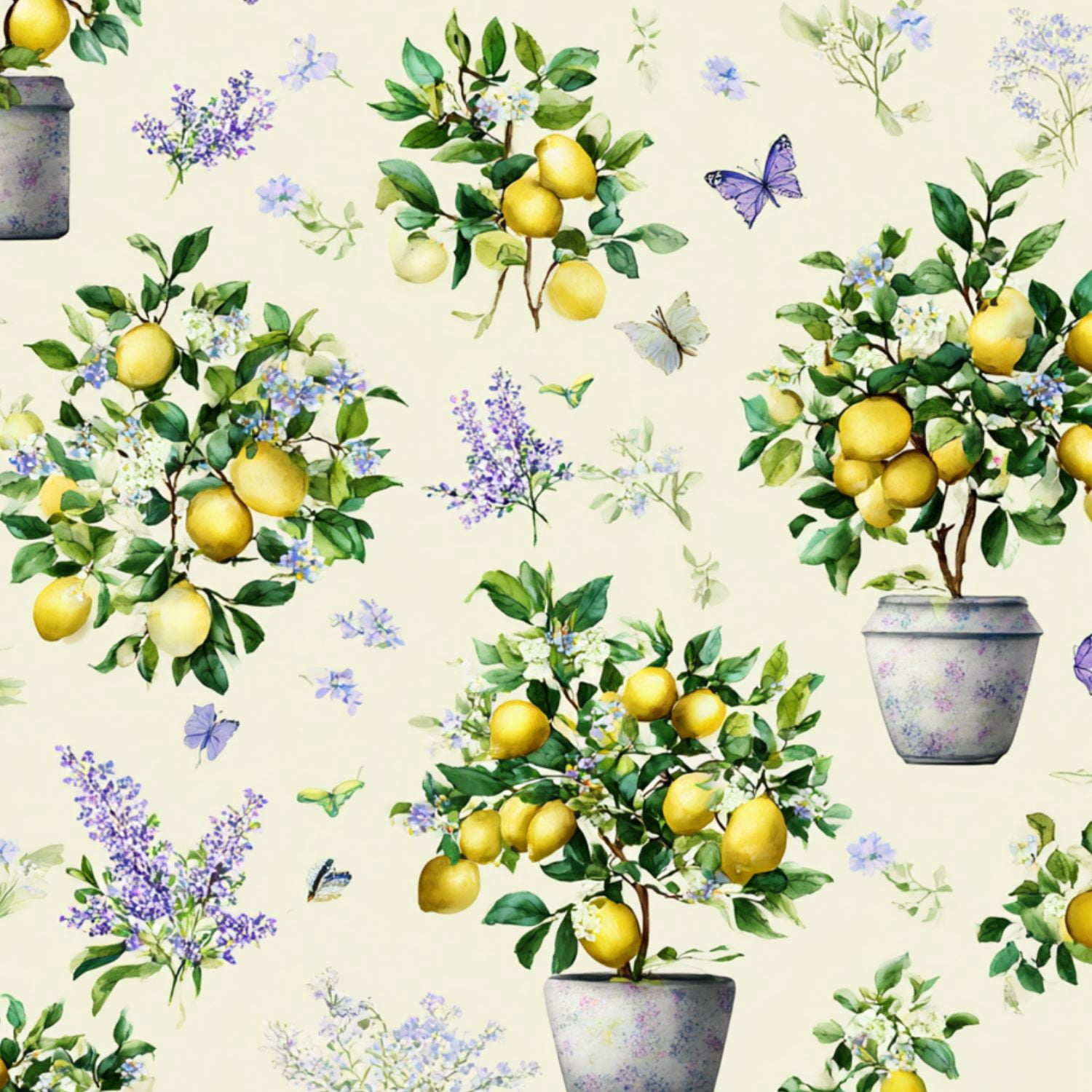 Peel and Stick Wallpaper Lemon tree yellow fruits green leaves butterflies white Floral 17.7in x 118in Contact Paper Removable Self Adhesive Wall Mural Wall Decor for Bedroom Kitchen Cabinets