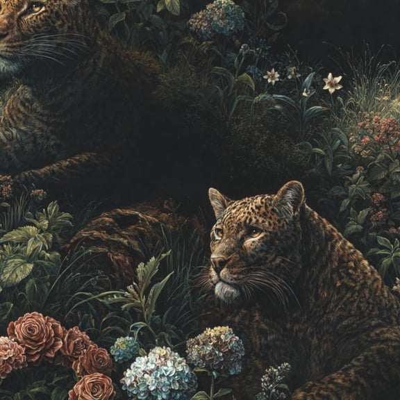 Peel and Stick Wallpaper Leopard Tranquil Garden Muted Floral Accents Wall Mural 17.7in x 9.8ft Self Adhesive Removable Wall Paper Renter Friendly Wallpaper for Bedroom Cabinets Maximalism Decor
