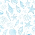 thumbnail image 1 of Peel and Stick Wallpaper Light Blue Seashells Starfish Marine Life Wall Mural 23.6in x 9.8ft Self Adhesive Removable Wall Paper Renter Friendly Wallpaper for Nursery Bedroom Cabinets, 1 of 8