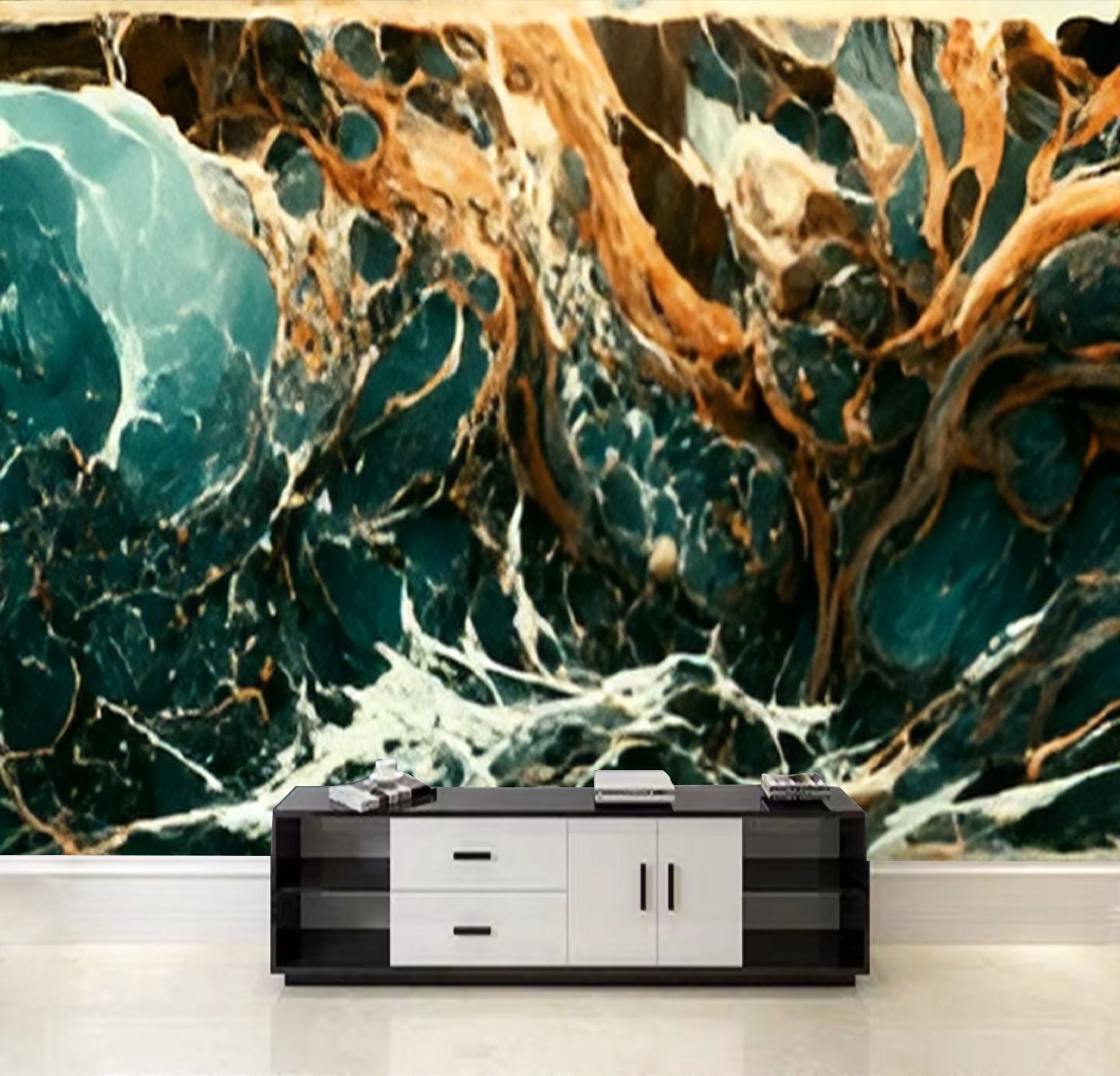 Peel and Stick Wallpaper Luxurious Dark Agate Marble texture Golden ...