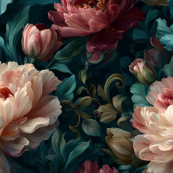 Peel and Stick Wallpaper Luxurious Dark Floral Peonies Vibrant Leaves 17.7in x 118in Contact Paper Removable Self Adhesive Wall Mural Wall Decor for Bedroom Kitchen Cabinets