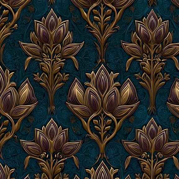 Peel and Stick Wallpaper Luxurious Victorian Damask Gold Baroque Wall Mural 17.7in x 9.8ft Self Adhesive Removable Wall Paper Renter Friendly Wallpaper for Nursery Bedroom Cabinets