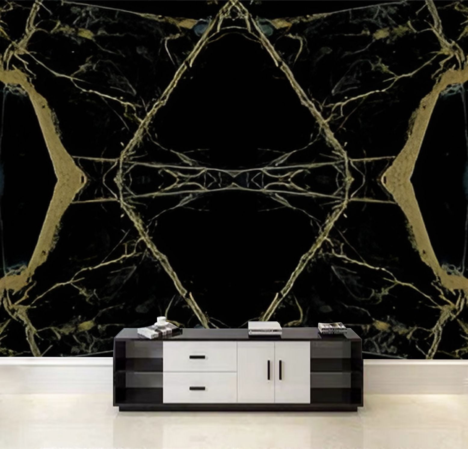 Peel and Stick Wallpaper Luxury Black Gold Marble texture Panoramic ... - Removable Wall Texture