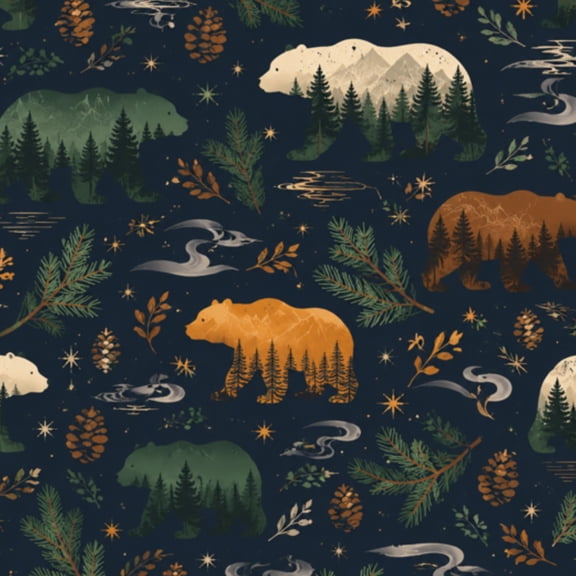 Peel and Stick Wallpaper Majestic Bear Silhouette Forest Sunset Reflection Art Wall Mural 23.6in x 9.8ft Self Adhesive Removable Wall Paper Renter Friendly Wallpaper for Bedroom