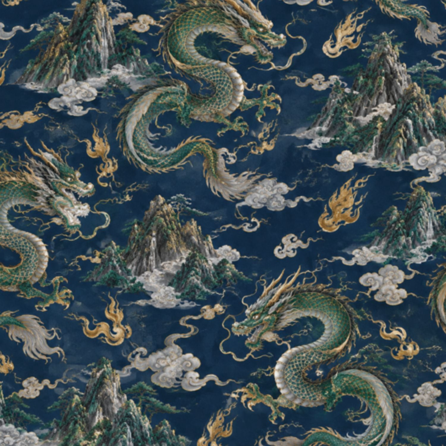 Peel and Stick Wallpaper Majestic Dragon Overlooking Dark Mountain ...