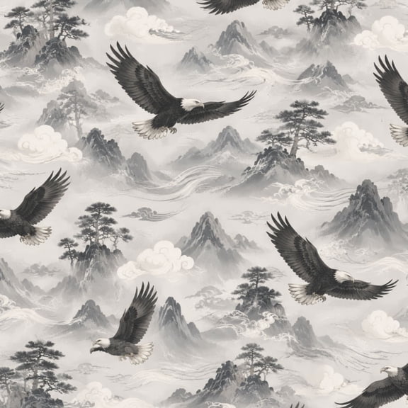 Peel and Stick Wallpaper Majestic Eagle Soaring Misty Smoky Mountains Black Wall Mural 23.6in x 9.8ft Self Adhesive Removable Wall Paper Renter Friendly Wallpaper for Nursery Bedroom Cabinets
