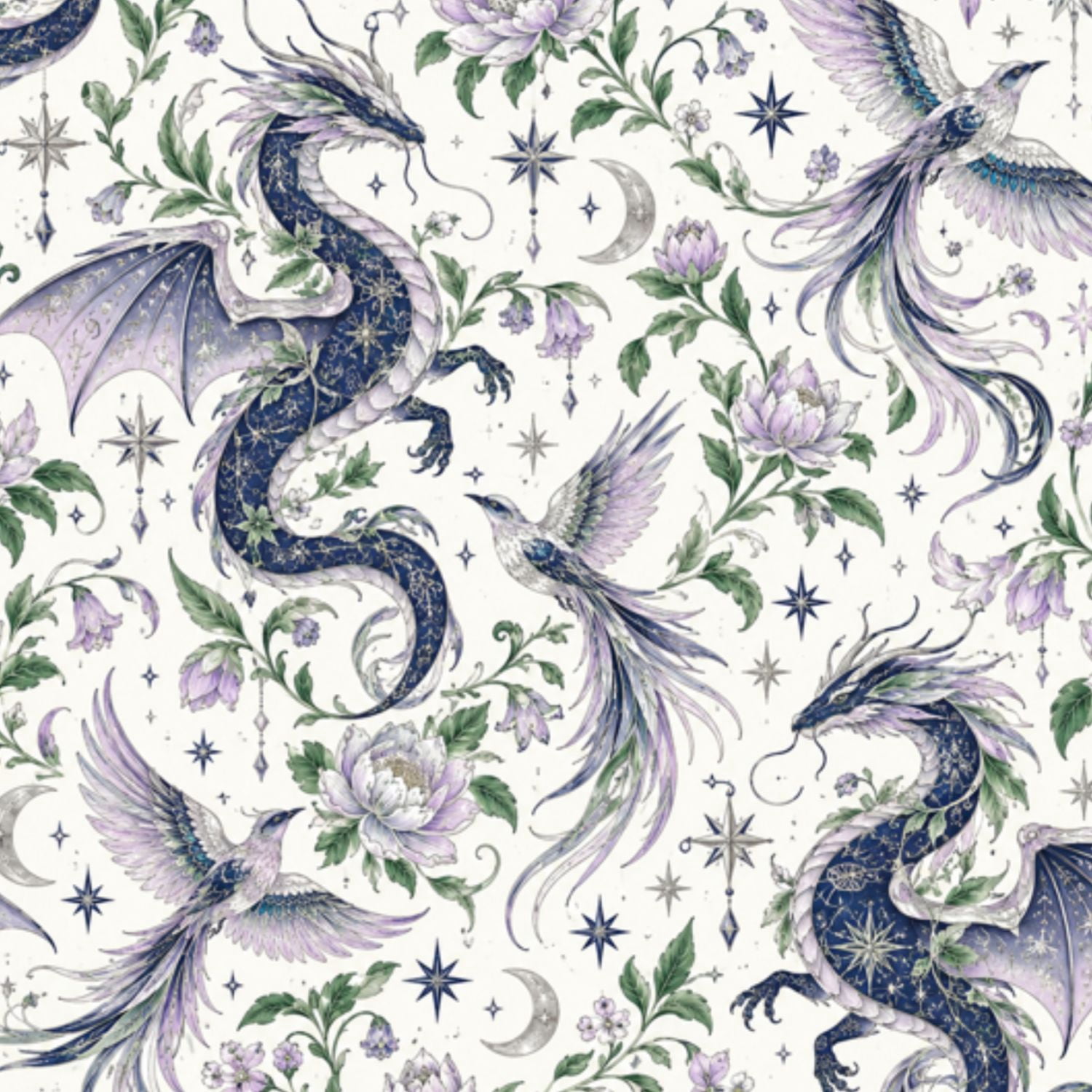 Peel and Stick Wallpaper Majestic White Dragon Overlooking Waterfalls ...