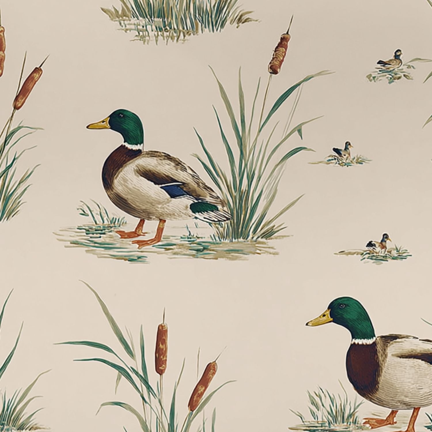 Peel and Stick Wallpaper Mallard Duck Reeds Grass Wall Mural 23.6in x 9.8ft Self Adhesive Removable Wall Paper Renter Friendly Wallpaper for Nursery Bedroom Cabinets