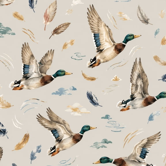 Peel and Stick Wallpaper Mallard Ducks Feathers Clouds 24in x 118in Contact Paper Removable Self Adhesive Wall Mural Wall Decor for Bedroom Kitchen Cabinets
