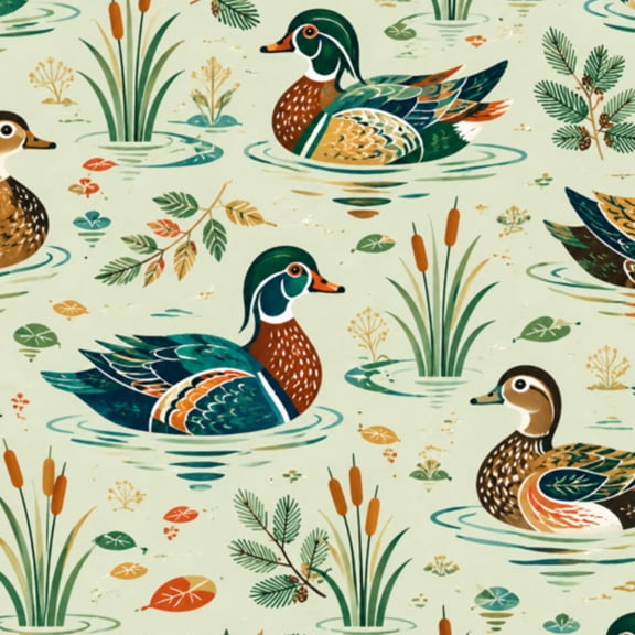 Peel and Stick Wallpaper Mallard Ducks Lake Wild Animals Soft Fluffy Trees Water Wall Mural 23.6in x 9.8ft Self Adhesive Removable Wall Paper Renter Friendly Wallpaper for Nursery Bedroom Cabinets