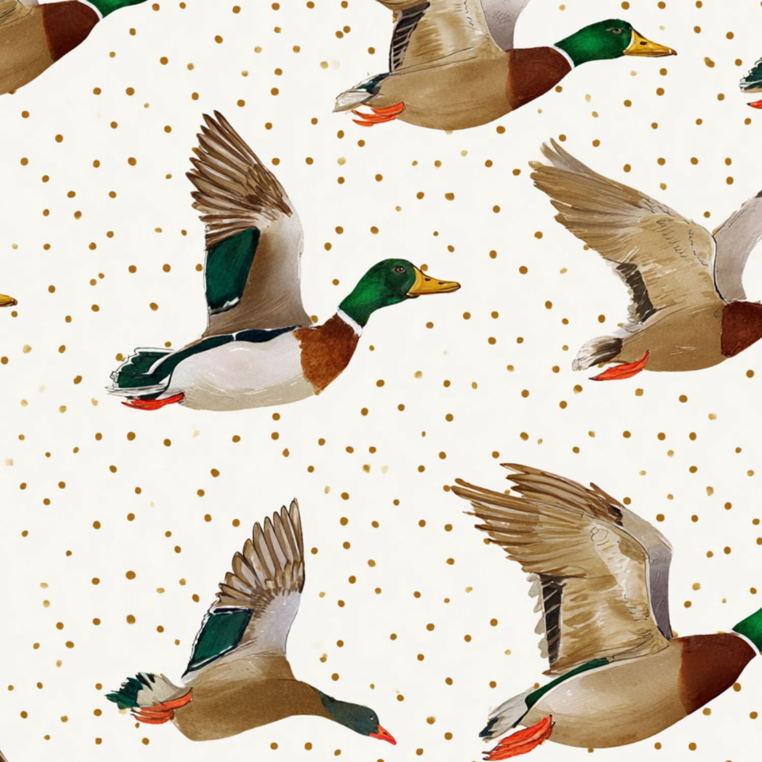 Peel and Stick Wallpaper Mallard Ducks Soft Pastel Colors Gold Accents Wall Mural 17.7in x 9.8ft Self Adhesive Removable Wall Paper Renter Friendly Wallpaper for Nursery Bedroom Cabinets