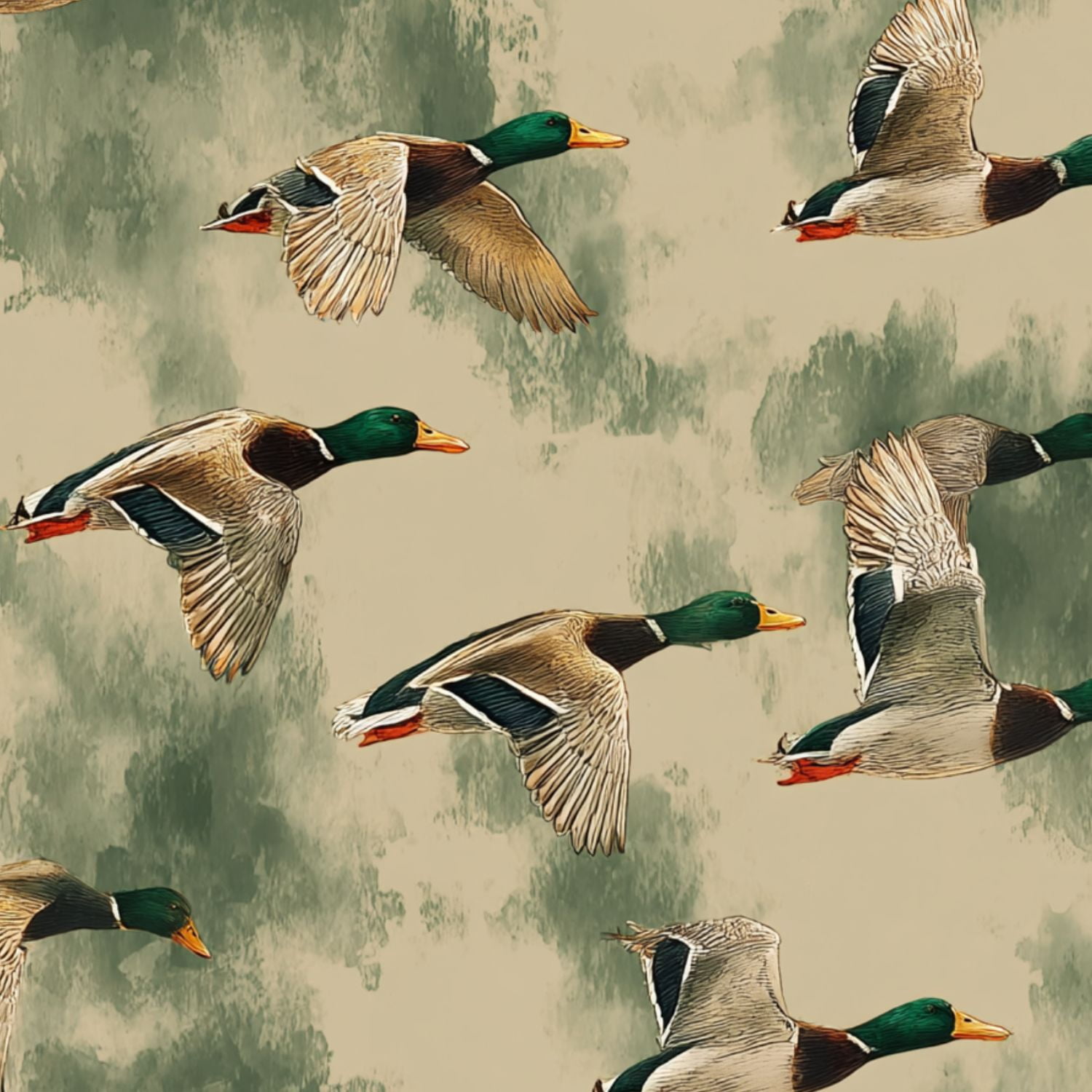 Peel and Stick Wallpaper Mallard Ducks Vintage Style Wall Mural 23.6in x 9.8ft Self Adhesive Removable Wall Paper Renter Friendly Wallpaper for Nursery Bedroom Cabinets
