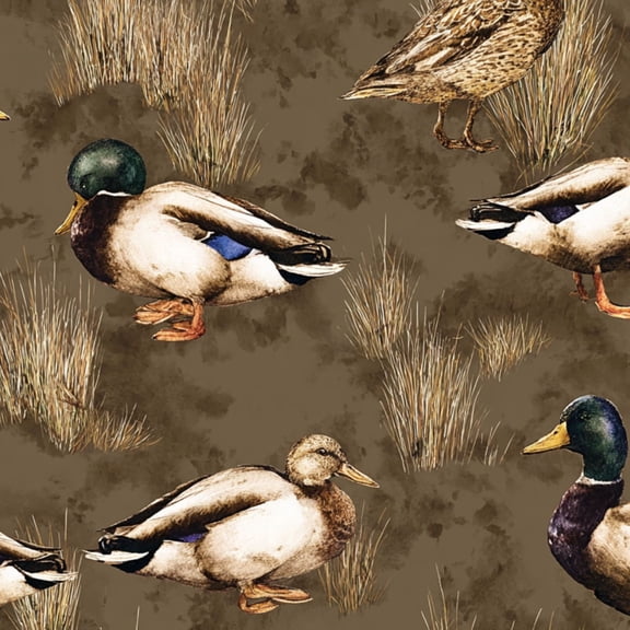 Peel and Stick Wallpaper Mallard Ducks Vintage Watercolor Earthy Brown Marsh Wall Mural 17.7in x 9.8ft Self Adhesive Removable Wall Paper Renter Friendly Wallpaper for Nursery Bedroom Cabinets