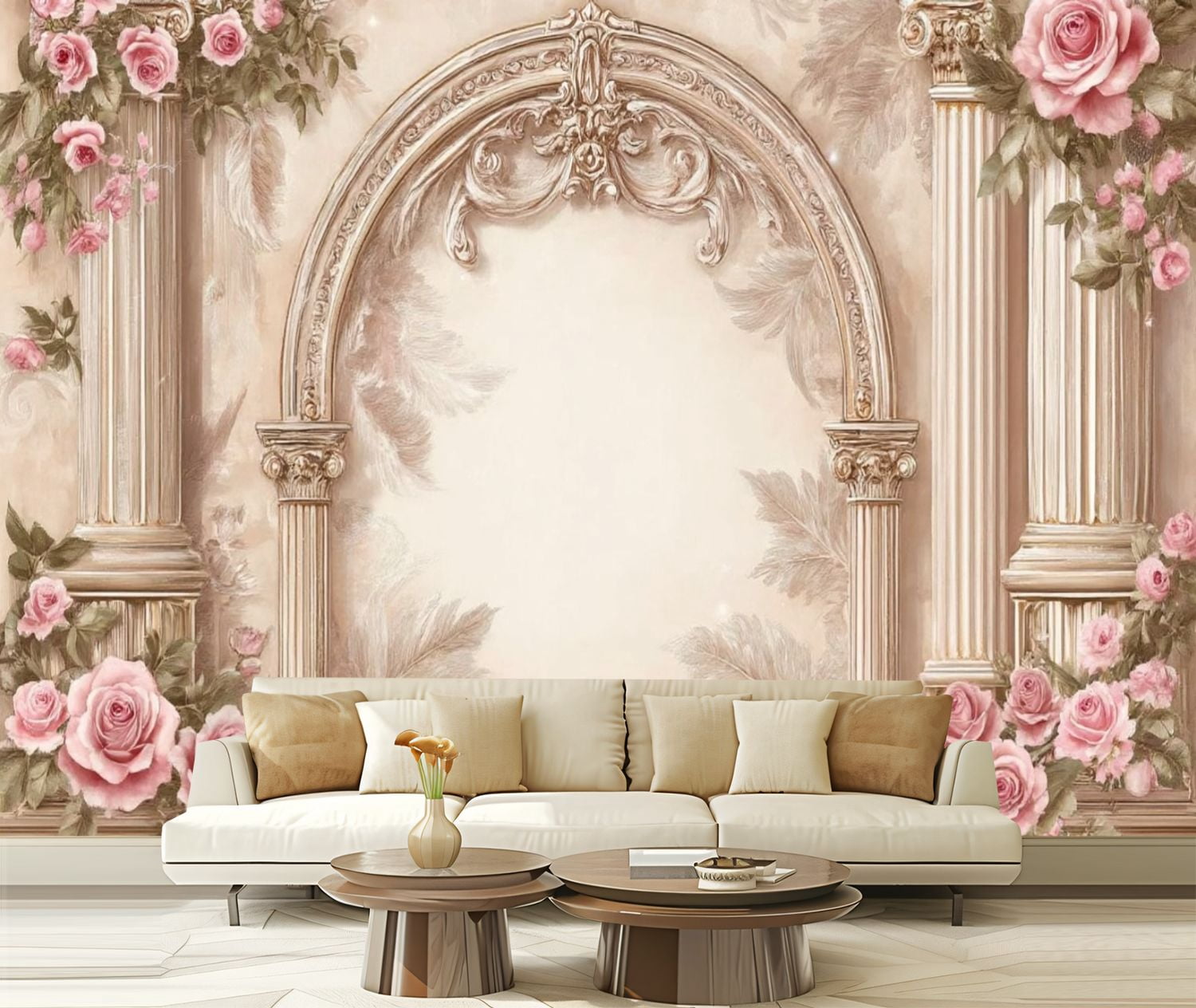 Peel and Stick Wallpaper Marble Abstract Textured Backsplash Pink Peony ...