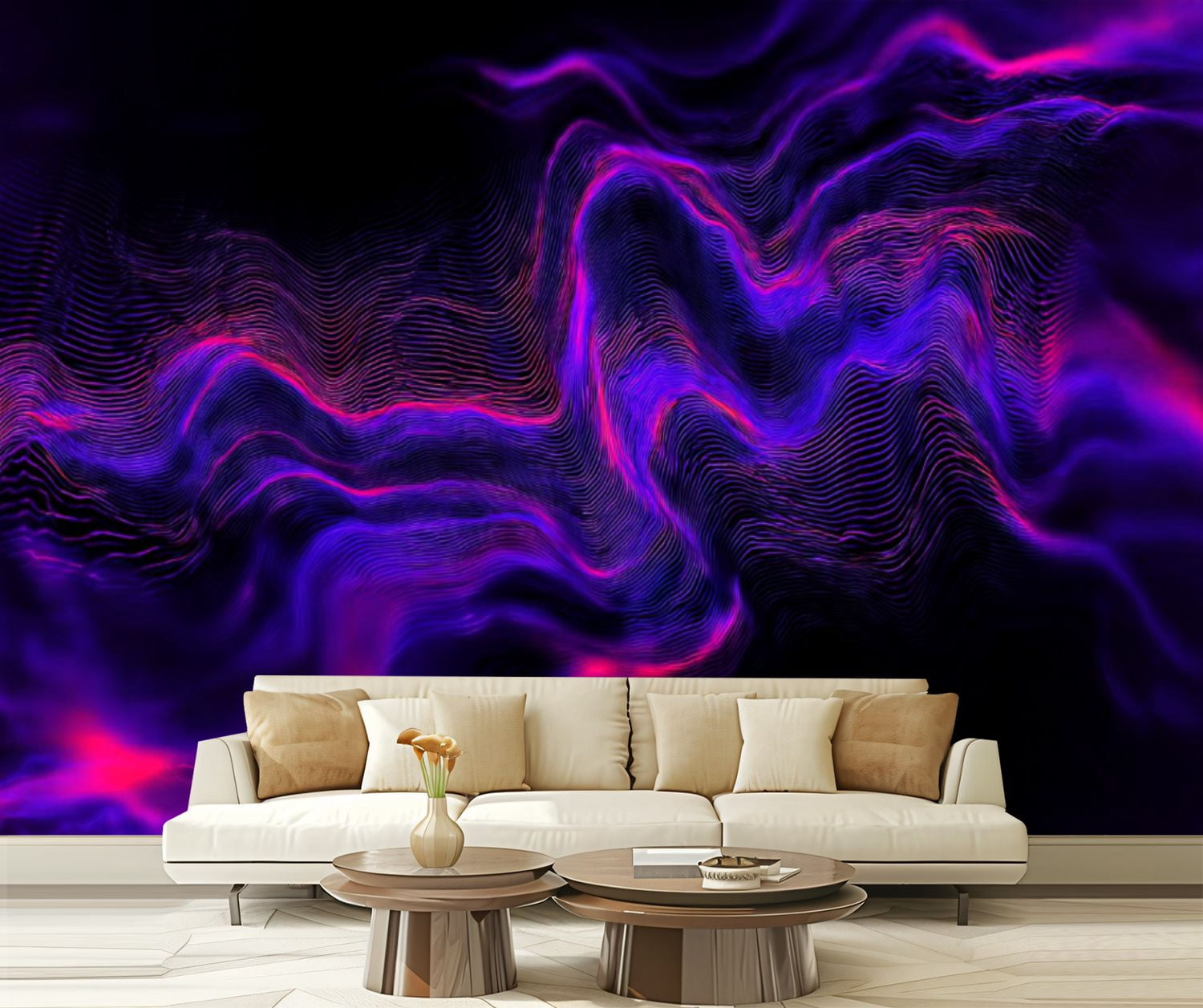 Peel and Stick Wallpaper Marble Colorful Neon Wave Prism Glitch Effect Abstract Dark Modern Art Wall Mural Decor Self Adhesive and Removable 69in x 98in
