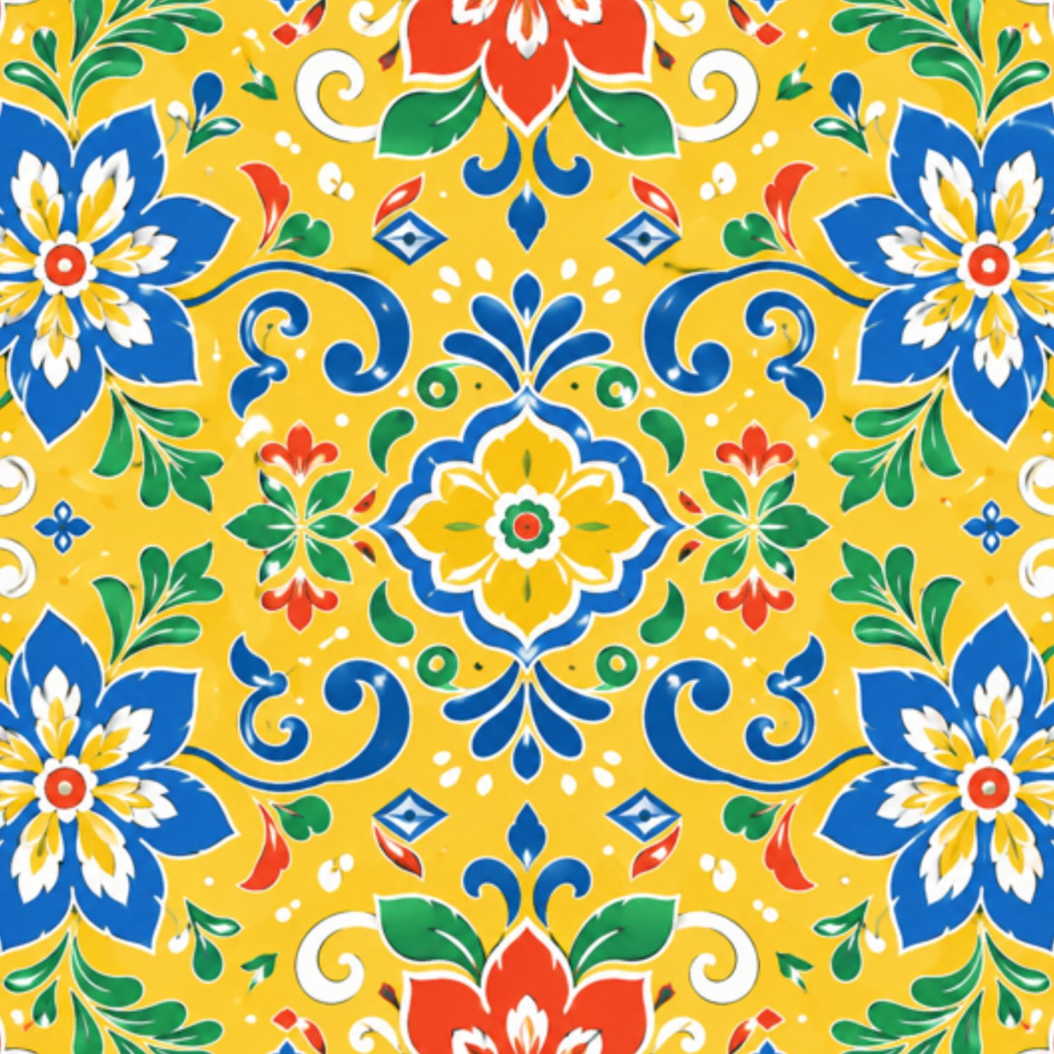 Peel and Stick Wallpaper Mexican talavera ceramic tile Flower Frame ...