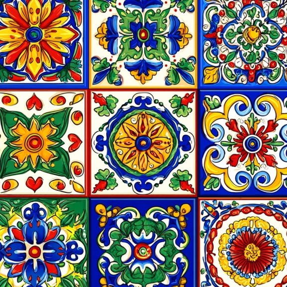 Peel and Stick Wallpaper Mexican talavera ceramic tile seamless Ethnic folk ornament Italian 24in x 118in Contact Paper Removable Self Adhesive Wall Mural Wall Decor for Bedroom Kitchen Cabinets
