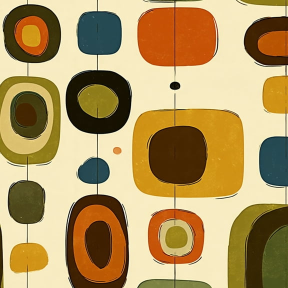 Peel and Stick Wallpaper Mid Century Modern Abstract Geometric Rounded Organic Wall Mural 17.7in x 9.8ft Self Adhesive Removable Wall Paper Renter Friendly Wallpaper for Nursery Bedroom Cabinets