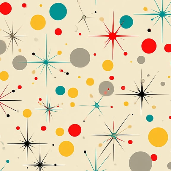 Peel and Stick Wallpaper Mid century fifties modern retro colors Part Wall Mural 17.7in x 9.8ft Self Adhesive Removable Wall Paper Renter Friendly Wallpaper for Bedroom Nursery