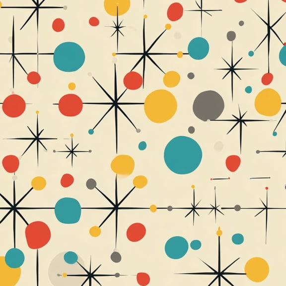 Peel and Stick Wallpaper Mid century fifties modern retro colors seamless Part collection 24in x 118in Contact Paper Removable Self Adhesive Wall Mural Wall Decor for Bedroom Kitchen Cabinets