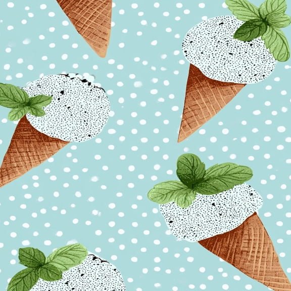 Peel and Stick Wallpaper Mint Ice Cream Cones Waffle Cones Blue Polka Dot Wall Mural 23.6in x 9.8ft Self Adhesive Removable Wall Paper Renter Friendly Wallpaper for Nursery Bedroom Cabinets
