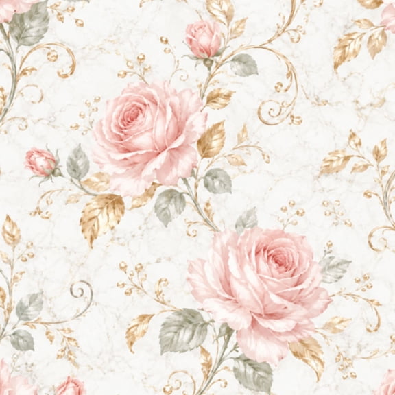 Peel and Stick Wallpaper Modern Delicate Pink Gold Roses Flower Grey Marble Pink Wall Mural 17.7in x 9.8ft Self Adhesive Removable Wall Paper Renter Friendly Wallpaper for Nursery Bedroom Cabinets