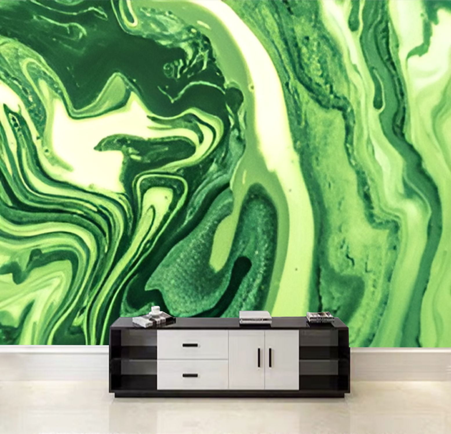 Image showcasing Peel and Stick Wallpaper Modern Green And Light Oil Gradient Texture ...