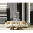 thumbnail image 1 of Peel and Stick Wallpaper Modern Minimalist Black Stripes Maze Lines Vintage Boho Charcoal Grey Modern Art Wall Mural Decor Self Adhesive and Removable 69in x 98in, 1 of 8