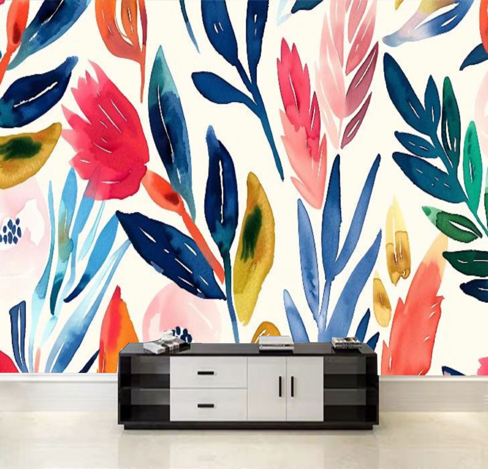 Peel and Stick Wallpaper Modern abstract botanical shapes ethnic style ...