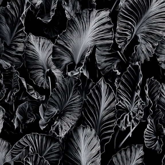 Peel and Stick Wallpaper Monochrome Botanical Leaves Detailed Veins Textures Wall Mural 17.7in x 9.8ft Self Adhesive Removable Wall Paper Renter Friendly Wallpaper for Nursery Bedroom Cabinets
