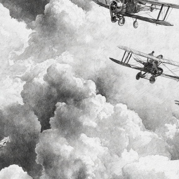 Peel and Stick Wallpaper Monochrome Propeller Planes Clouds Wall Mural 23.6in x 9.8ft Self Adhesive Removable Wall Paper Renter Friendly Wallpaper for Nursery Bedroom Cabinets