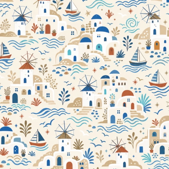 Peel and Stick Wallpaper Mykonos Greece Wall Mural 17.7in x 9.8ft Self Adhesive Removable Wall Paper Renter Friendly Wallpaper for Nursery Bedroom Cabinets