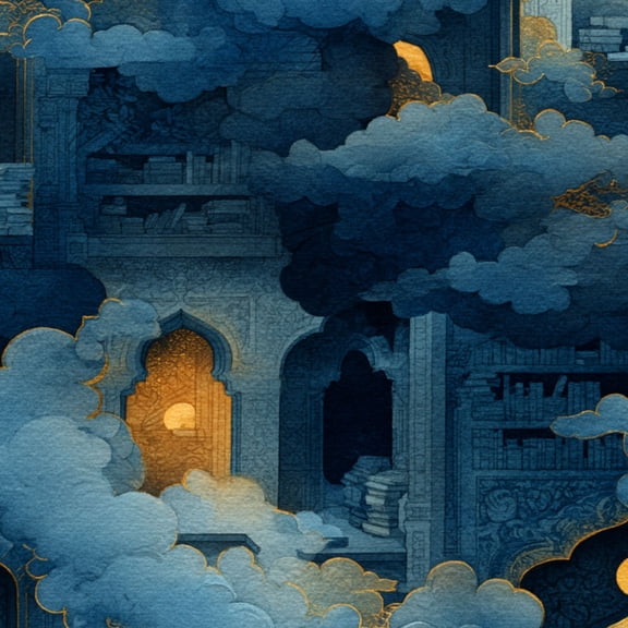 Peel and Stick Wallpaper Mystical Night Library Framed by Crescent Moon Sun Wall Mural 17.7in x 9.8ft Self Adhesive Removable Wall Paper Renter Friendly Wallpaper for Nursery Bedroom Cabinets