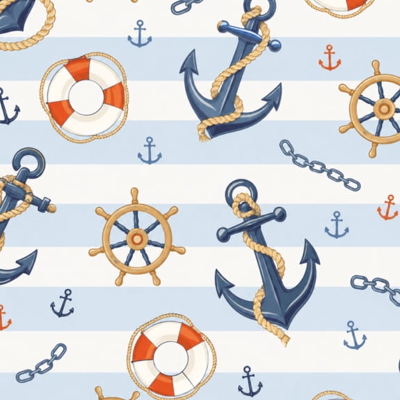 Peel and Stick Wallpaper Nautical themed anchors ship wheels Wall Mural 23.6in x 9.8ft Self Adhesive Removable Wall Paper Renter Friendly Wallpaper for Nursery Bedroom Cabinets