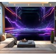 thumbnail image 1 of Peel and Stick Wallpaper Neon Nebula Exploring 3D Modern High Empty Space Purple Glowing Light Modern Art Wall Mural Decor Self Adhesive and Removable 100in x 144in, 1 of 8