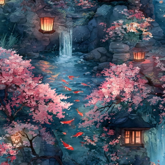 Peel and Stick Wallpaper Night Scene Traditional Japanese Landscape Wall Paper 23.6in x 9.8ft Self Adhesive Waterproof Removable Boho Contact Paper for Bedroom Bathroom Shelves Cabinet
