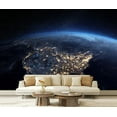 thumbnail image 1 of Peel and Stick Wallpaper North America night viewed from space city lights showing human Modern Art Wall Mural Decor Self Adhesive and Removable 69in x 98in, 1 of 8