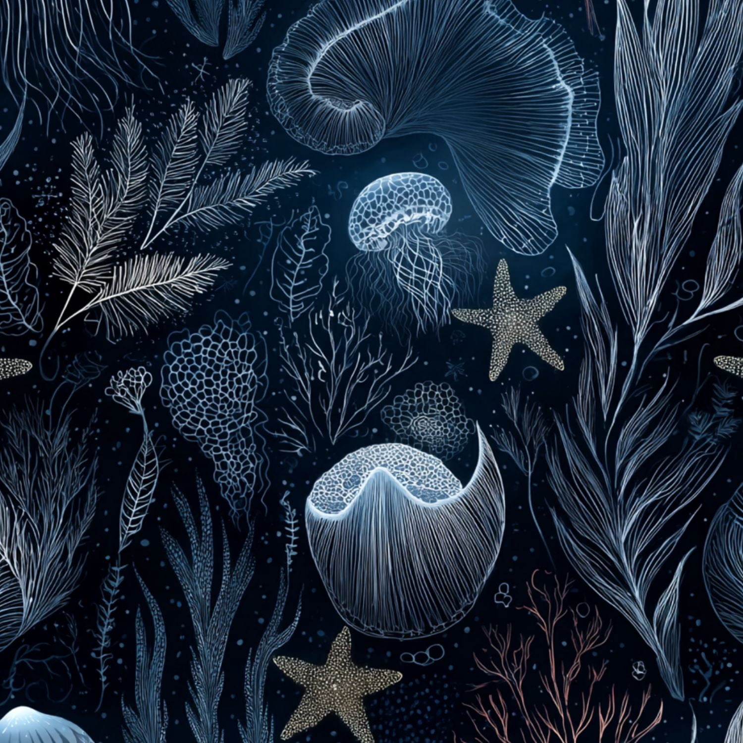 Peel and Stick Wallpaper Ocean Blue Seagrass Patterns Aesthetic Beach ...