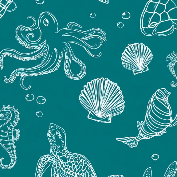 Peel and Stick Wallpaper Ocean Life Sea Creatures Shells Bubbles 17.7in x 118in Contact Paper Removable Self Adhesive Wall Mural Wall Decor for Bedroom Kitchen Cabinets