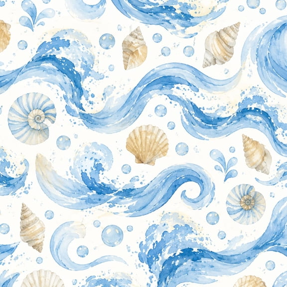 Peel and Stick Wallpaper Ocean Wave Seashells Bubbles blue hues marine 17.7"x118" Contact Paper Removable Self Adhesive Waterproof Wall Decor for Bedroom Kitchen Cabinets