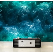 Peel and Stick Wallpaper Ocean wave seamless pattern Deep blue abstract Canvas Texture Removable Wall Murals Large Wall Stickers for Living Room Bedroom Home Decoration