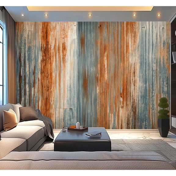 Peel and Stick Wallpaper Old zinc wall texture rusty galvanized metal panel sheeting Modern Art Wall Mural Decor Self Adhesive and Removable 100in x 144in