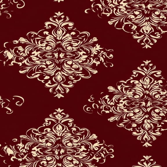 Peel and Stick Wallpaper Ornate Baroque Damask Gold Floral Motifs Burgundy Wall Mural 17.7in x 9.8ft Self Adhesive Removable Wall Paper Renter Friendly Wallpaper for Nursery Bedroom Cabinets