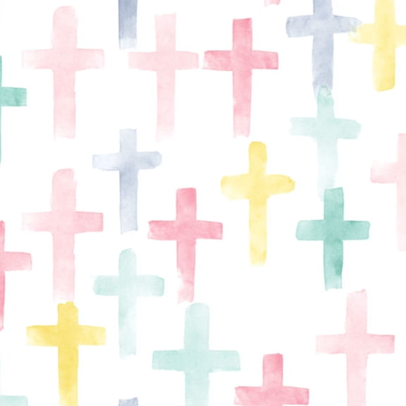 Peel and Stick Wallpaper Pastel Watercolor Cross Soft Pink Blue Green Yellow Christian 24in x 118in Contact Paper Removable Self Adhesive Wall Mural Wall Decor for Bedroom Kitchen Cabinets