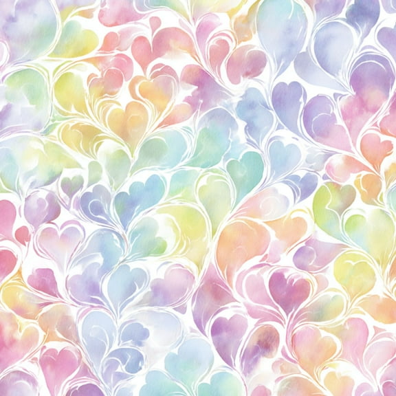 Peel and Stick Wallpaper Pastel Watercolor Floral Soft Heart Shapes Wall Mural 23.6in x 9.8ft Self Adhesive Removable Wall Paper Renter Friendly Wallpaper for Nursery Bedroom Cabinets