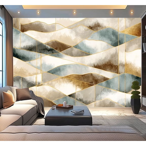 Peel and Stick Wallpaper Peel Stick Contemporary Bedroom Dorm Room Gold Gold Lines Intersecting Modern Art Wall Mural Decor Self Adhesive and Removable 100in x 144in
